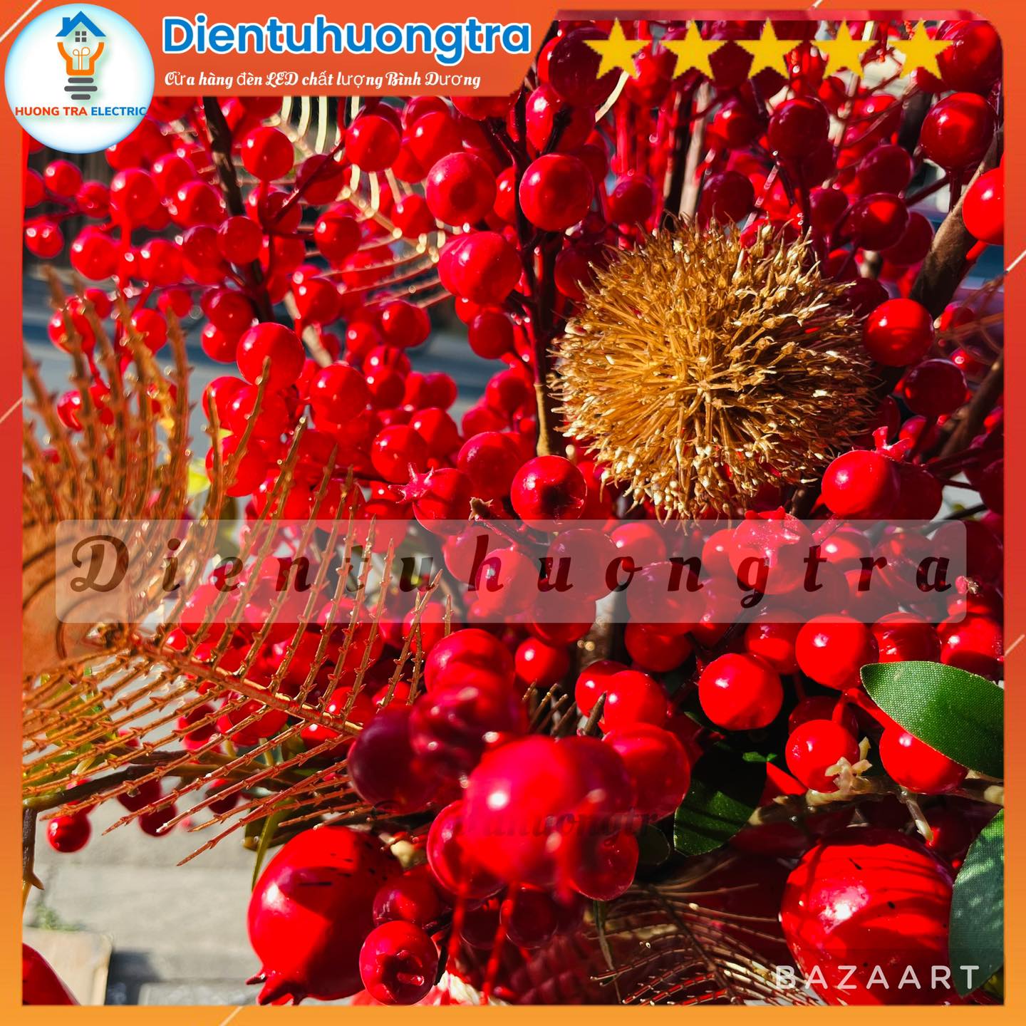 Bình Hoa Đông Đào Đỏ Túi Tiền Chữ Lộc - Ảnh 3