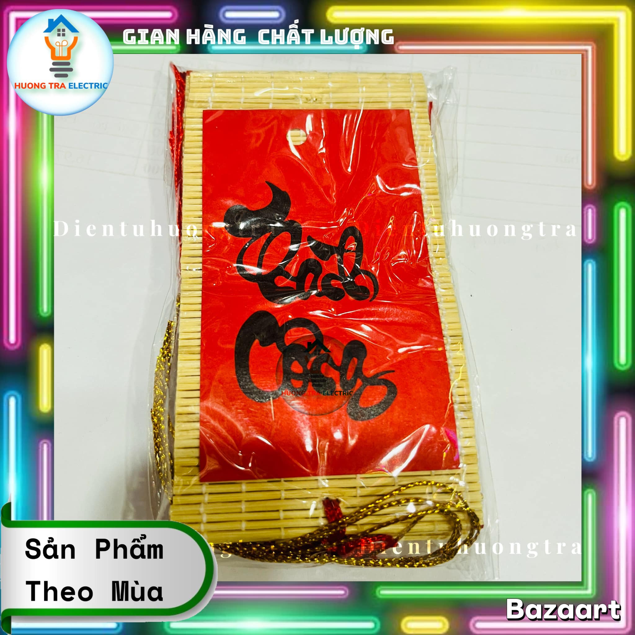 Liễn Mành Chữ Nhật Nền Đỏ Chữ Thư Pháp Treo Trang Trí Tết - Ảnh 4