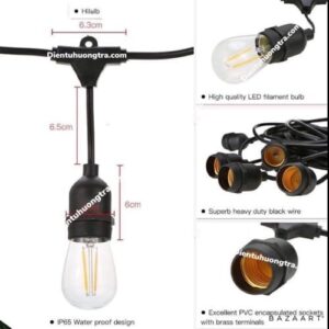 Bộ dây đui đèn thả E27 kín nước 5m 10 đui