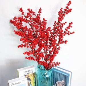 Cành Đào Đông, Quả Đỏ 12 Cành Cao 60cm
