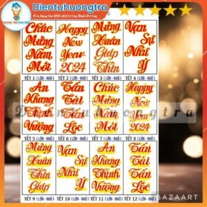 Chữ Tết Màu Đỏ Bằng Xốp Phủ Kim Tuyến