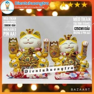 Mèo Thần Tài Bằng Gốm Sứ Cao Cấp