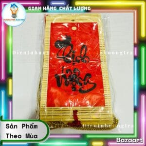 Liễn Mành Chữ Nhật Nền Đỏ Chữ Thư Pháp Treo Trang Trí Tết