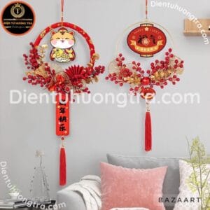 Vòng Hoa Trang Trí Tết Sắc Đỏ Phát Lộc